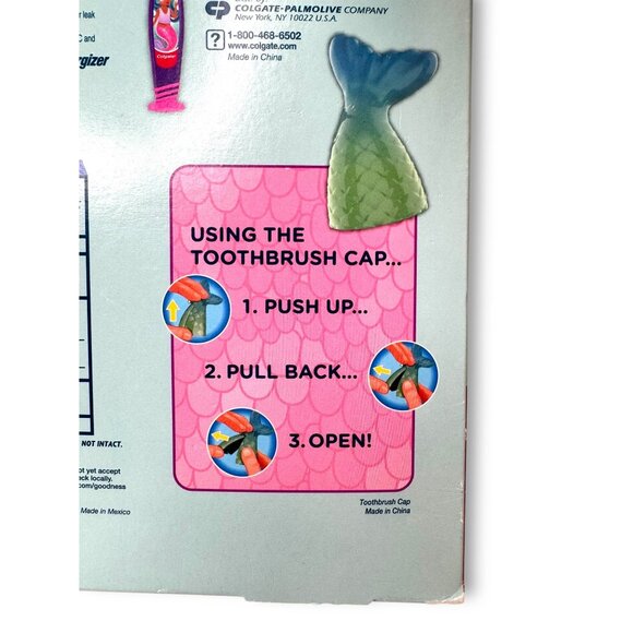 Colgate Mermaid Brushtastic Gift Pack Powered Manual Toothbrush Toothpaste Cap - Picture 6 of 6